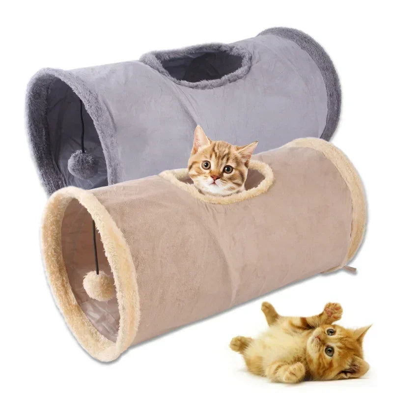 Foldable Cat Tunnel Tube Toy Collapsible Suede Fabric Play Tent Indoor cats  Indoor Training Interactive Toy Pet Supplies