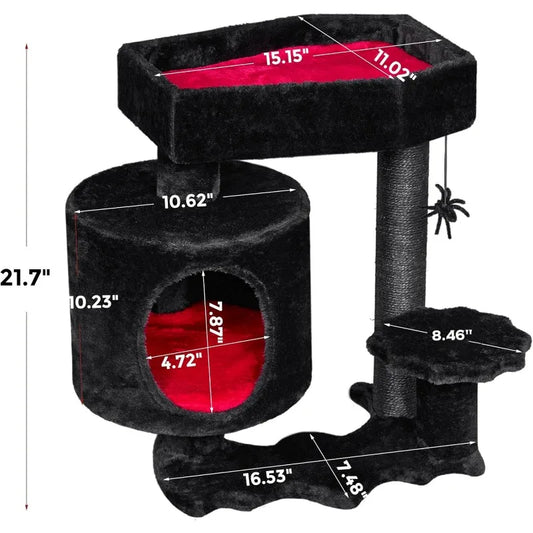 Gothic Cat Tree with Coffin Bed Goth Cat Tower Coffin Cat Tree Condo with Scratching Post