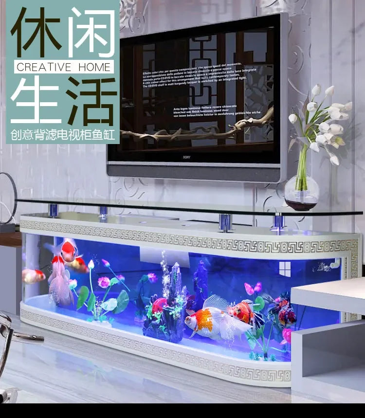 European Fish Tank Aquarium TV Cabinet Ecological Change Water Floor Type