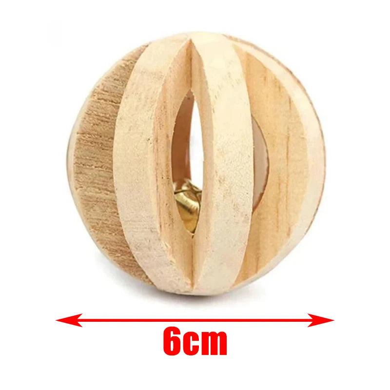 Guinea Pig Rabbit Hamster Small Animal Play Pet Roller Toys Natural Wooden Pine Dumbbells Unicycle Bell Chew Chewing Braided Ball