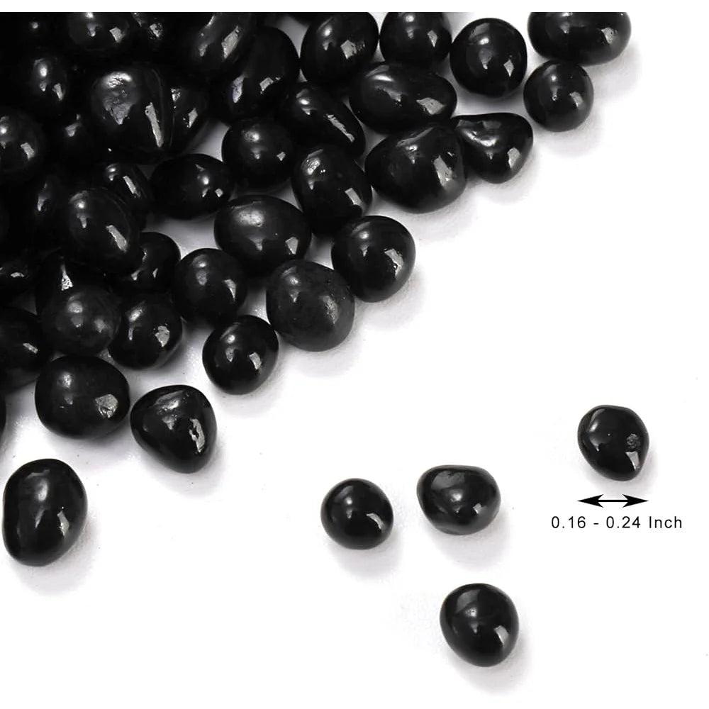 3 LB Aquarium Gravel Substrate Polished Black Crystal Chip Stone Natural Decorative Mini Fish Tank Landscaping Plant Soil