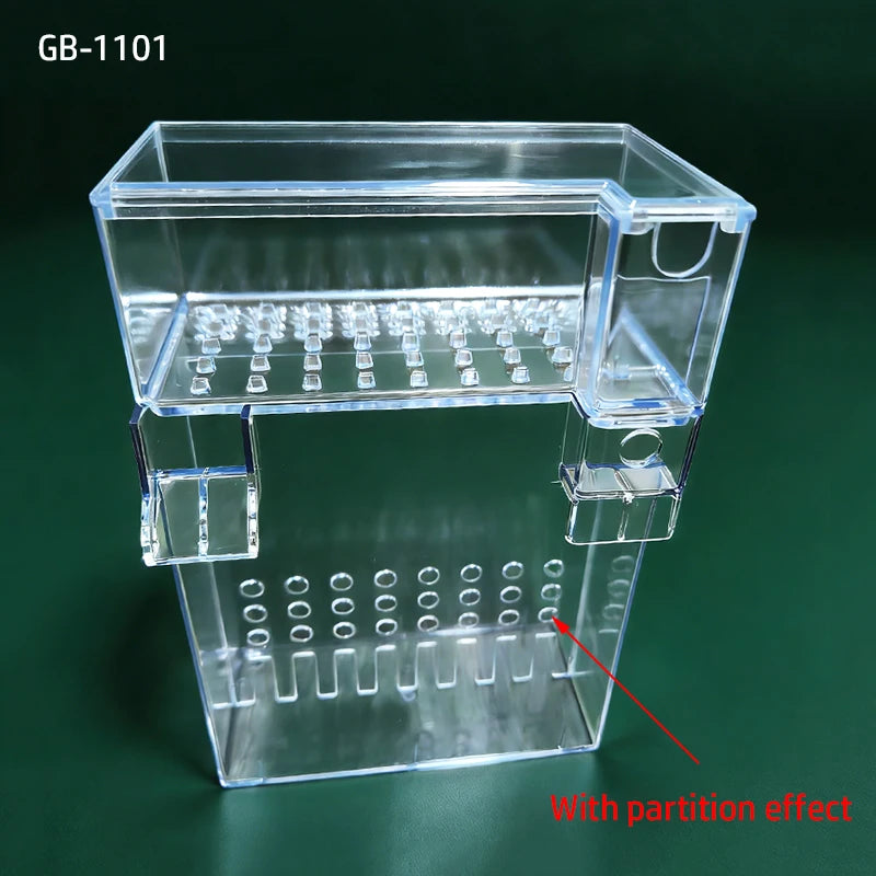 2-Tier Dry-Wet Separation Aquarium Filter Box Ultra-Quiet Wall-Mounted 3-in-1 Drip Filter Box for Small Medium Fish Turtle Tanks