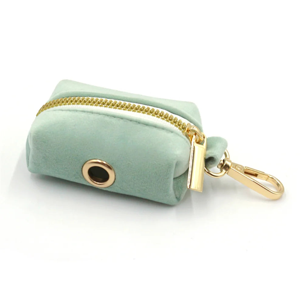 Green Tea Velvet Free Custom Dog Harness Soft Luxury Designer Dog Collar for Small Dogs Personalized Bowtie Collar Lead Poop Bag