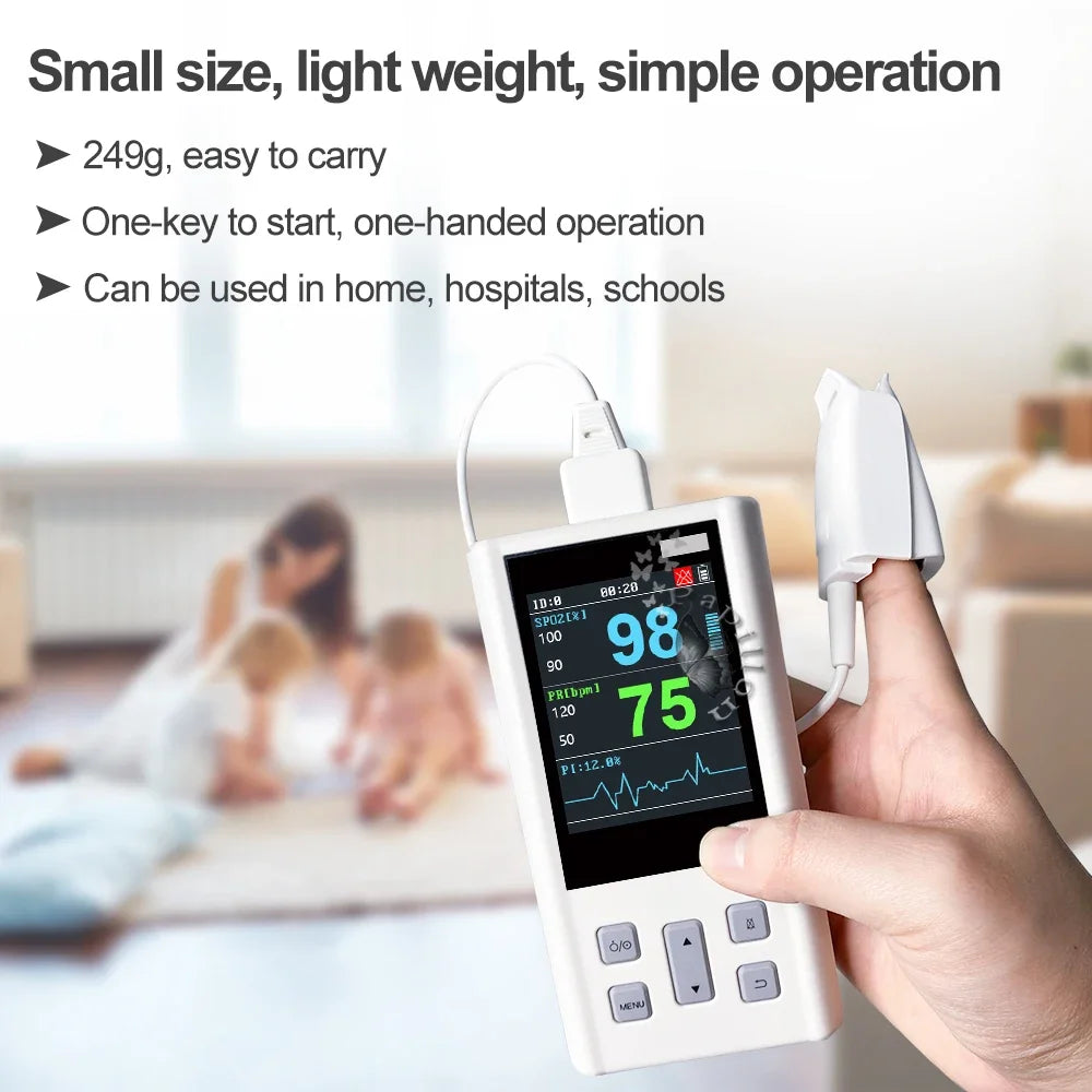Handheld Pulse Oximeter Monitor for Heart Rate and Oxygen Saturation with Veterinary Medical SPO2 with Memory