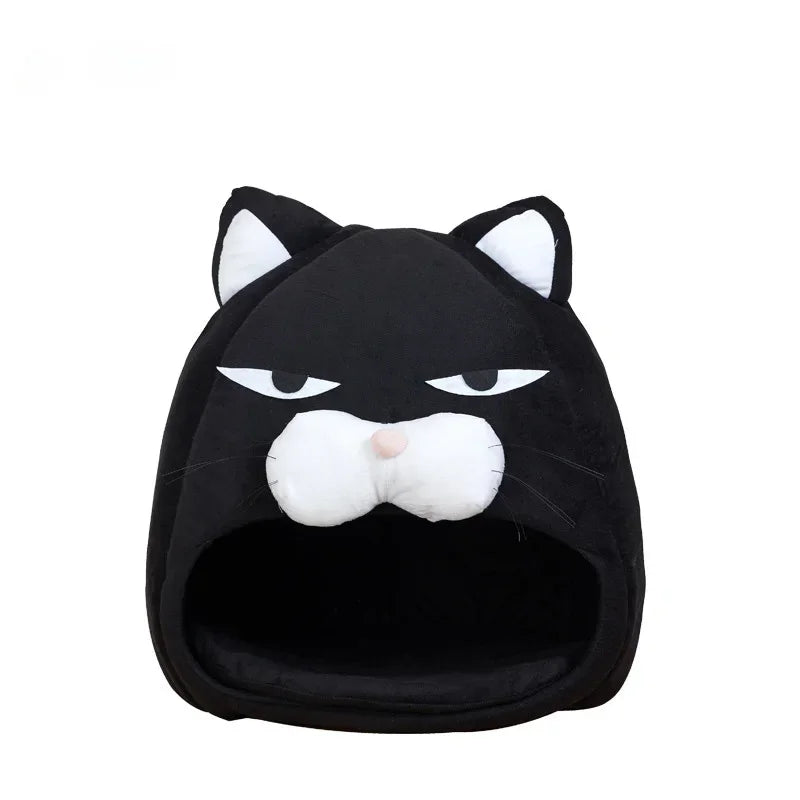 Warm Black Cat Shaped House/Bed For Cats Bed Cushion Sleeping Bag Mat Cat Accessories Pet  Bed Kennel