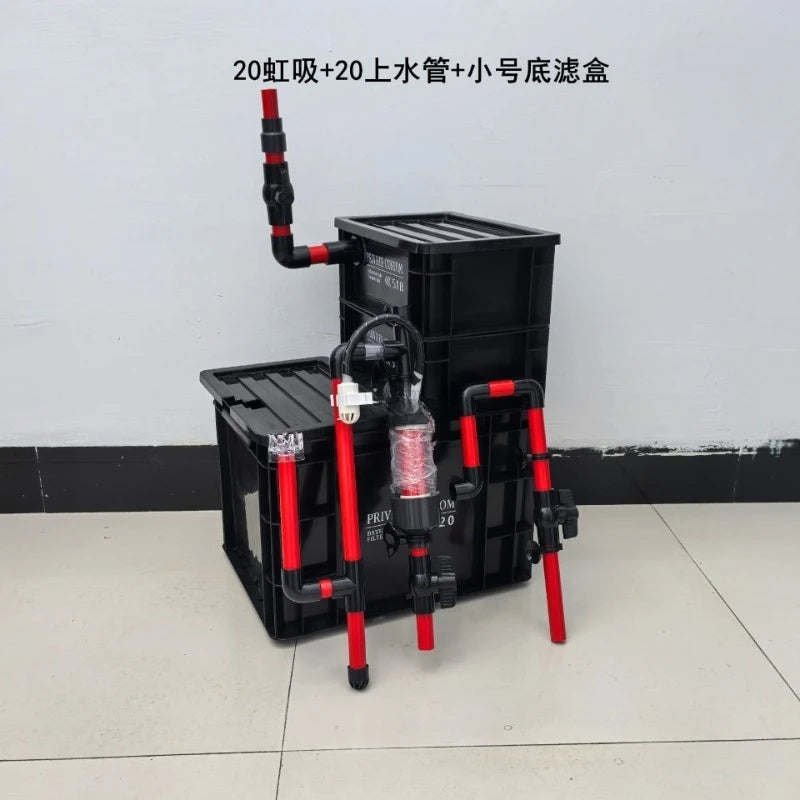 No punching, upper filter, bottom filter, siphon anti-overflow, automatic start-stop fish tank turnover box bottom filter