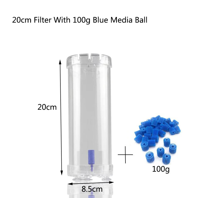 Aquarium Filter Fish Tank Fluidized Moving Bed Filter Bubble Bio Filter Media With Air Stone And Sponge Filters Transparent