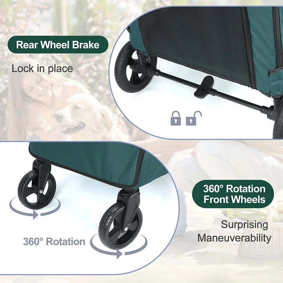 Medium or larger Pet Stroller 4-Wheel  Travel Stroller Jogger for Cat Pet Supplies Outdoor