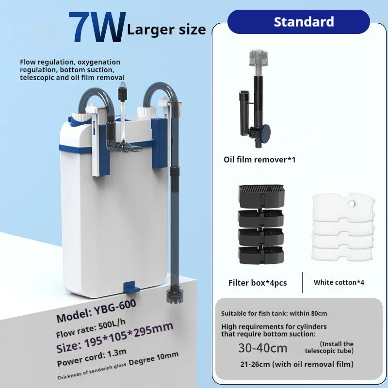 220V Silent Aquarium Fish Tank Filtration System Oxygenation Integrated Machine Water Purification Wall Mounted Fish Toilet