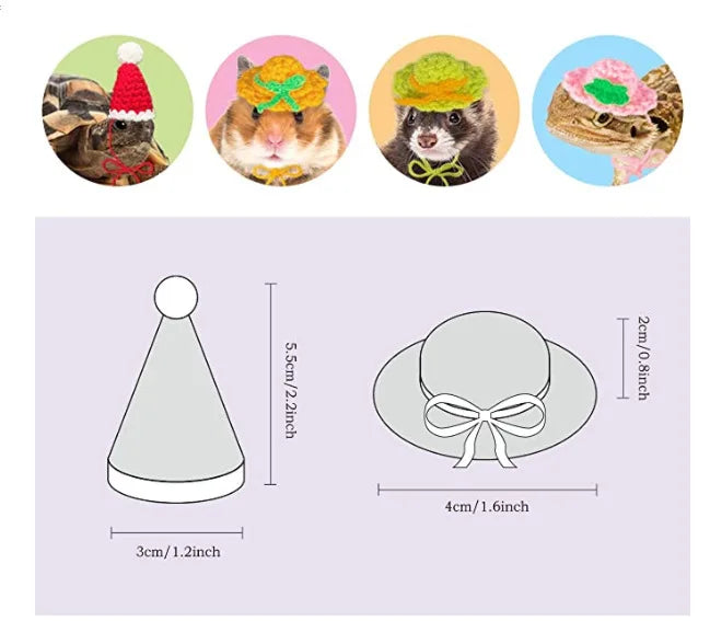 Cute Handmade Knitted Hat Hamster Decoration Chipmunk Guinea Pig Hamster Accessories Hamster Toy Halloween Christmas Pet Decor