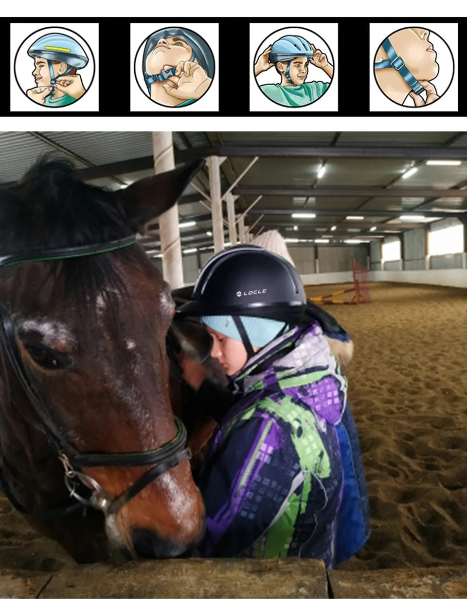 LOCLE Women Men Half Cover Sport Protective Anti Impact Cap Equestrian Helmet Adult Horse Riding Guard Hat Horse Equipment