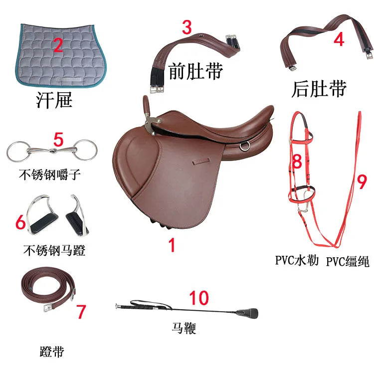 Armrest Full Set Comprehensive Novice Saddle Microfiber Wear-Resistant Horse Harness Equestrian Saddle English Saddle
