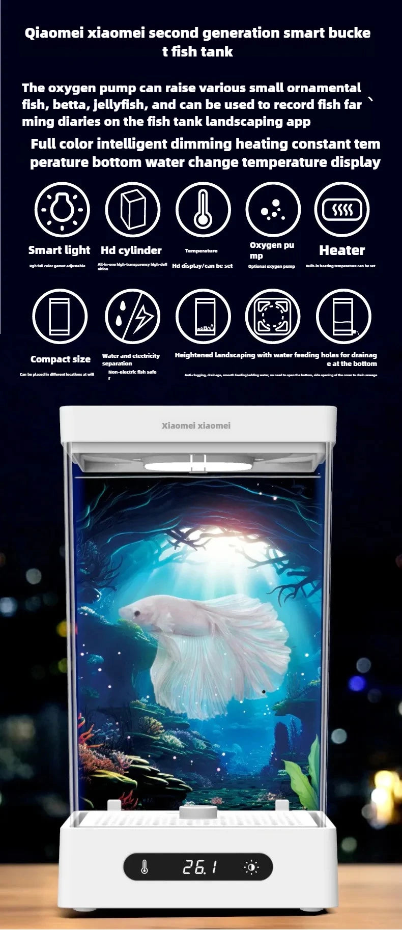 Smart betta dedicated fish tank desktop mini small ecological self-circulating desktop aquarium fish tank