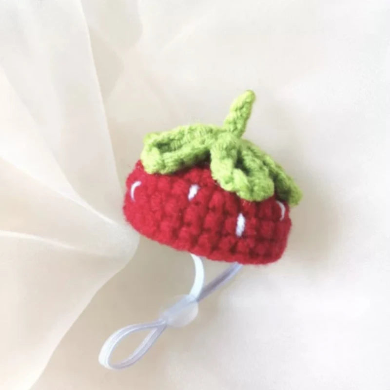 Handmade Knitted Parrot Hat Funny Frog Parrot Hat Small Animal Outfit Suit Adjustable Chin Strap Snake Hat Cute Small Pet Hat