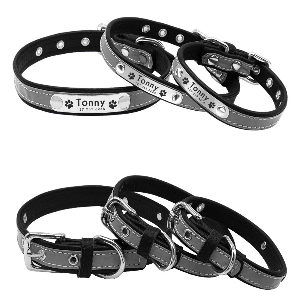 Leather Cat Collar Personalized Cat Collar For Puppy Small Dogs Pet Kitten Nameplate Collar Free Engraving Adjustable