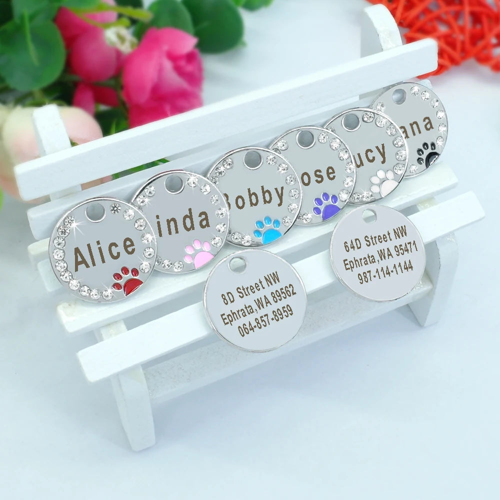 Cute Cat Tag Small Dog ID Tags Free Engraved Name Cats Kitten Name Tag Anti-lost Pet Collar Pendant Fish Shape & Cat Face Tags