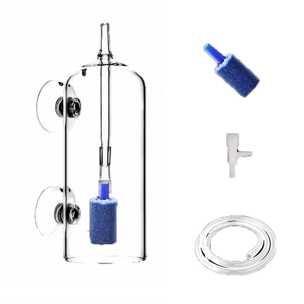 Crystal Glass Fish Tank Dissolved Oxygen Device Anti-Splash Design Preventing Water Splashing Fish Tank Oxygen Aerator