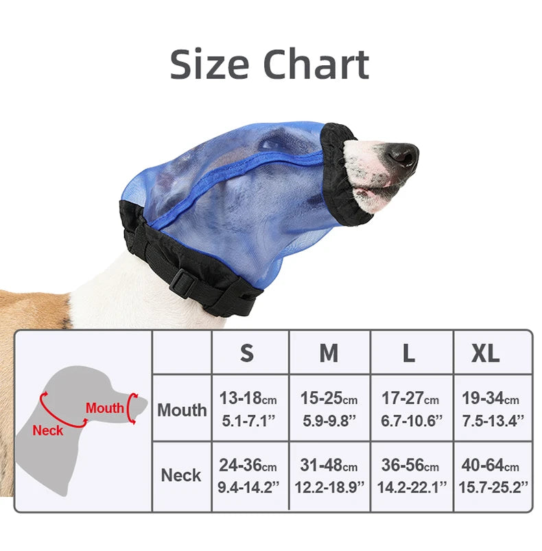 Anti-Mosquito Dog Muzzle Adjustable Breathable Bite-Resistant Pet Mask Outdoor Walking Training Comfortable Durable Safe Play
