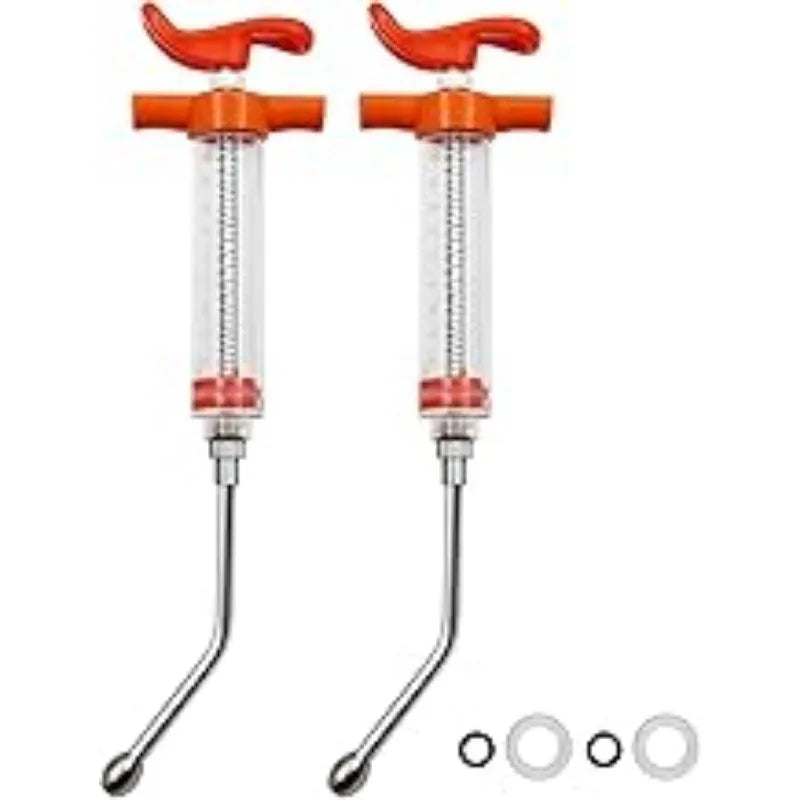 Zalaxt 2 Pcs Reusable Goats Syringe for Goat 2 Drench Nozzle Adjustable Dosage Drench Gun Syringe for Sheep (Clear 20ML)