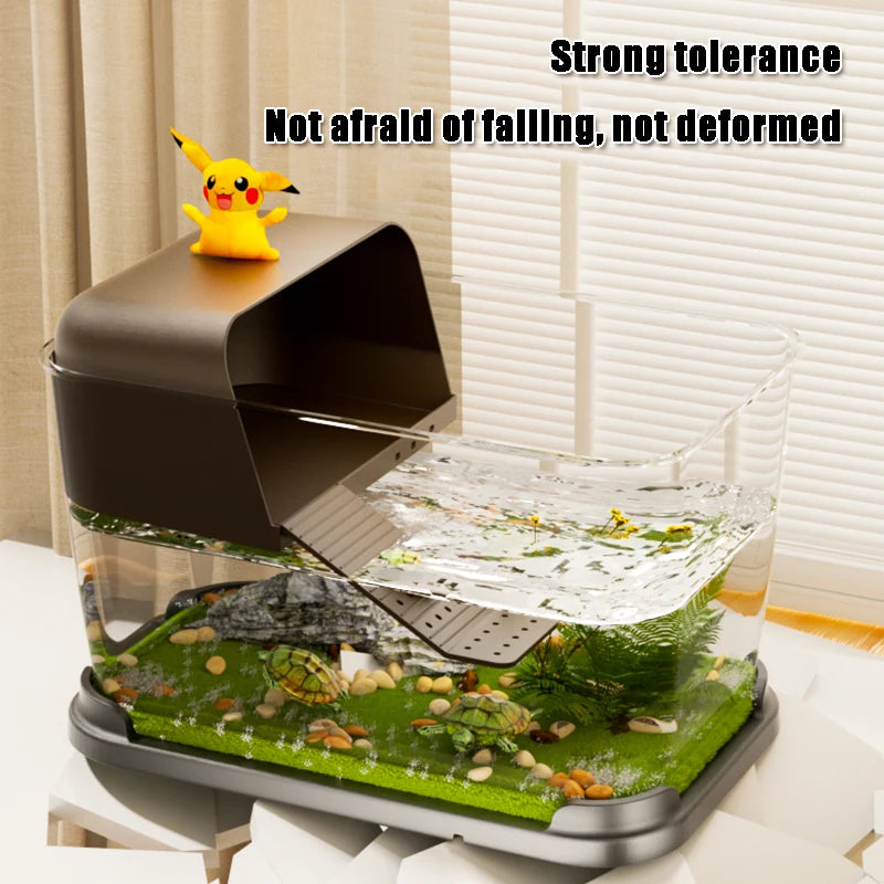New Household Brazilian Turtle Ecological Landscape Tank Turtle Specific Feeding Tank With Tape Platform Amphibious Turtle Tanks