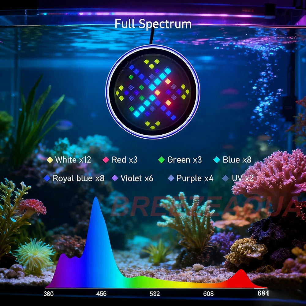 A7S III Wi-Fi App Phone Control Full Spectrum 100W Saltwater Marine LED Aquarium Light for Coral Reef Fish Tank