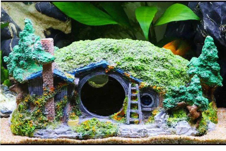 Ruiqi Aquarium Creative Landscaping Resin Hobbit House Dodging Fish Tank Decoration