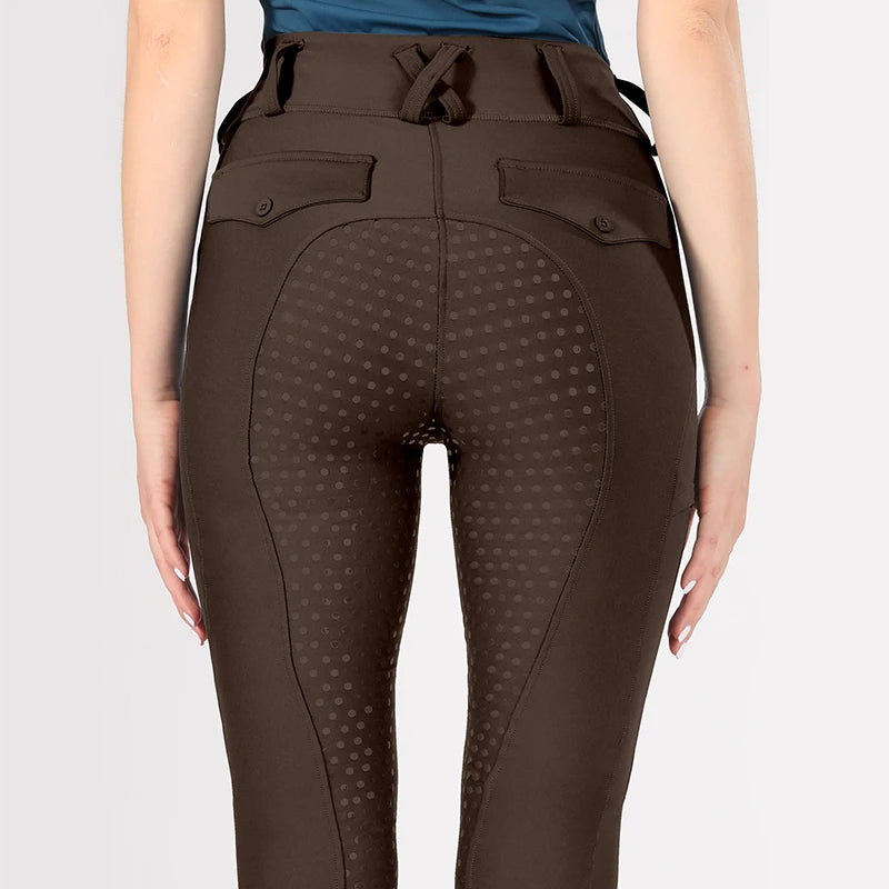 MXLLINA White Horse Riding Pants Women Equestrian Breeches Full Seat Silicone Competition Leggings Anti-pilling Sports Tights