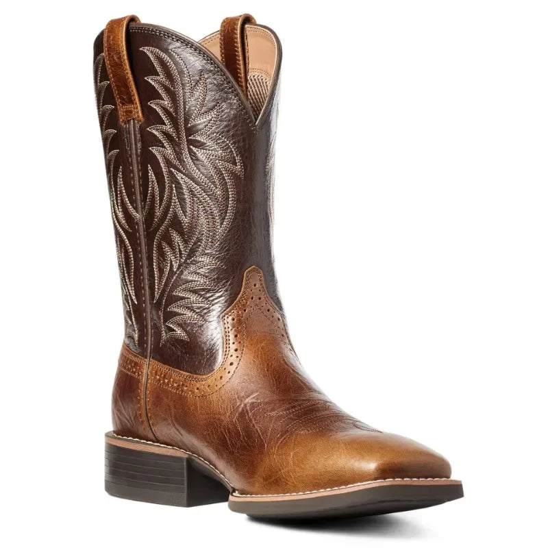 Men High Boots Embroidery Retro Handmade Men's Boots Western Cowboy Boot Pointed Toe Boots Hand Stitching Outdoor Men's Shoes