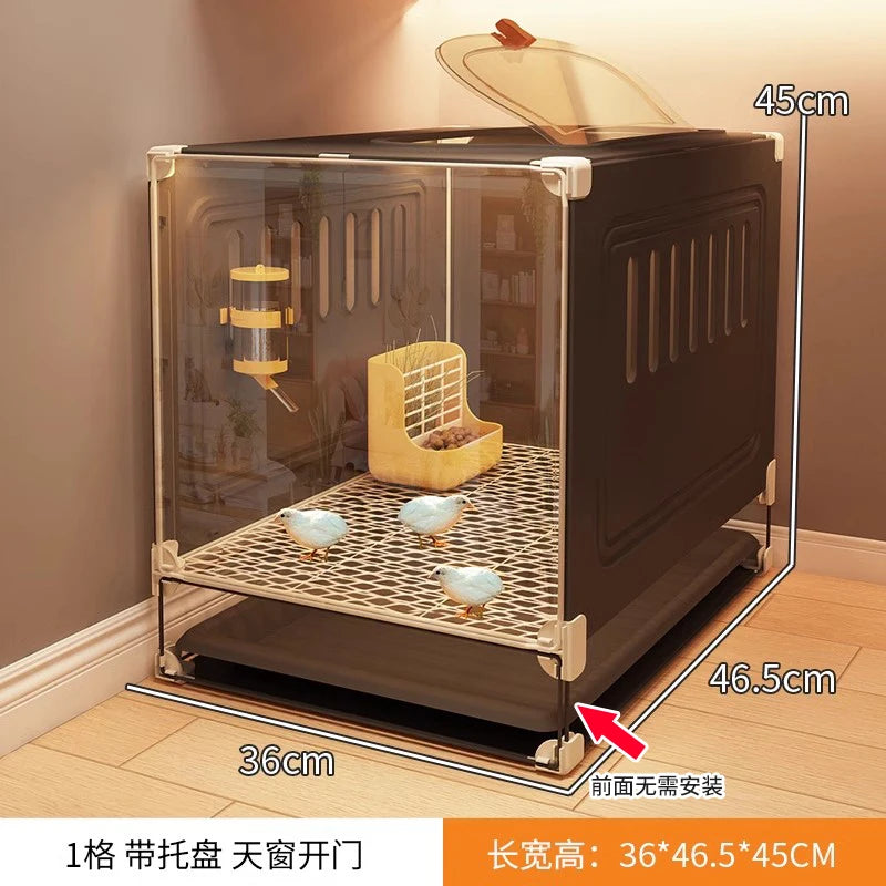 Large Quail Cage with 2-Tier Wire Floor & Droppings Tray, Ventilated Chicken Coop Foldable Breeding Box Educational Kids Project