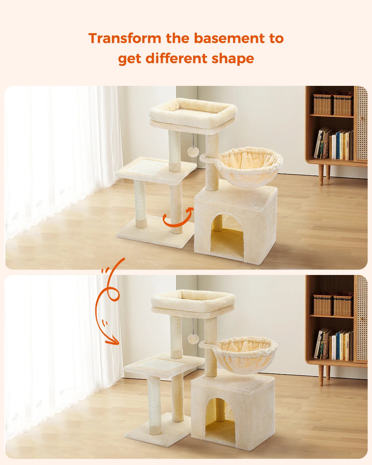 Cat tree Cat Tower for Indoor Cats Cat Activity Tree with Cat Scratching Posts Big Hammock and Removable Top Perch