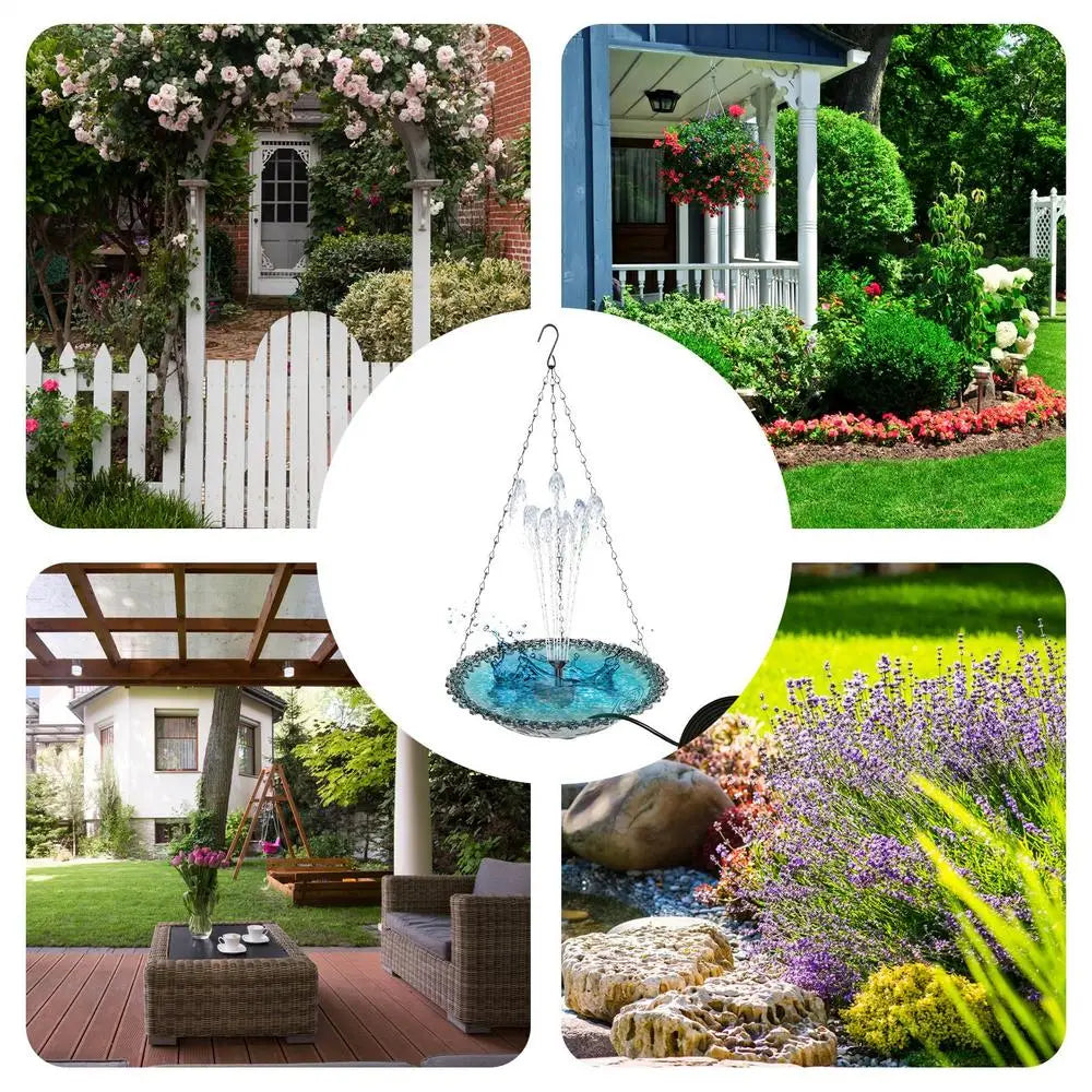 Bird Bath For Outside Hummingbird Hangable Food Feeder USB Charging Hangable Bird Feeder And Bath With Fountain Pump