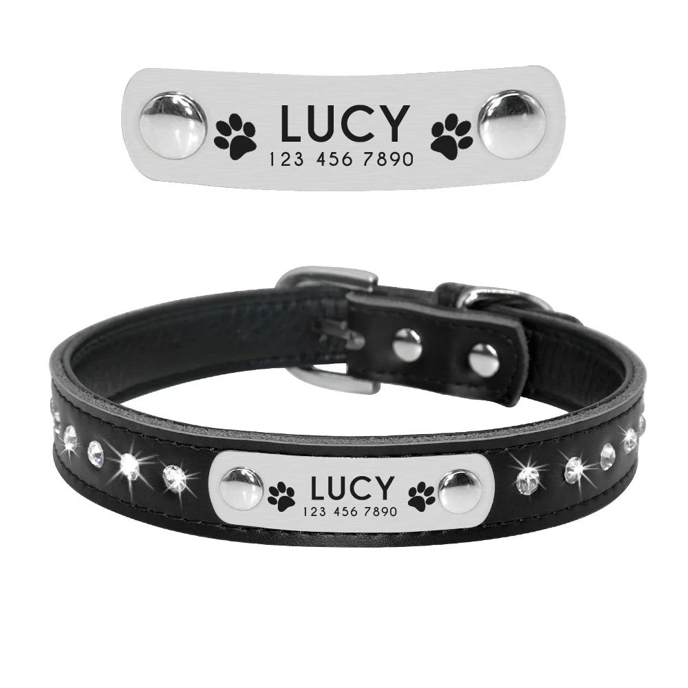 Leather Cat Collar Personalized Cat Collar For Puppy Small Dogs Pet Kitten Nameplate Collar Free Engraving Adjustable