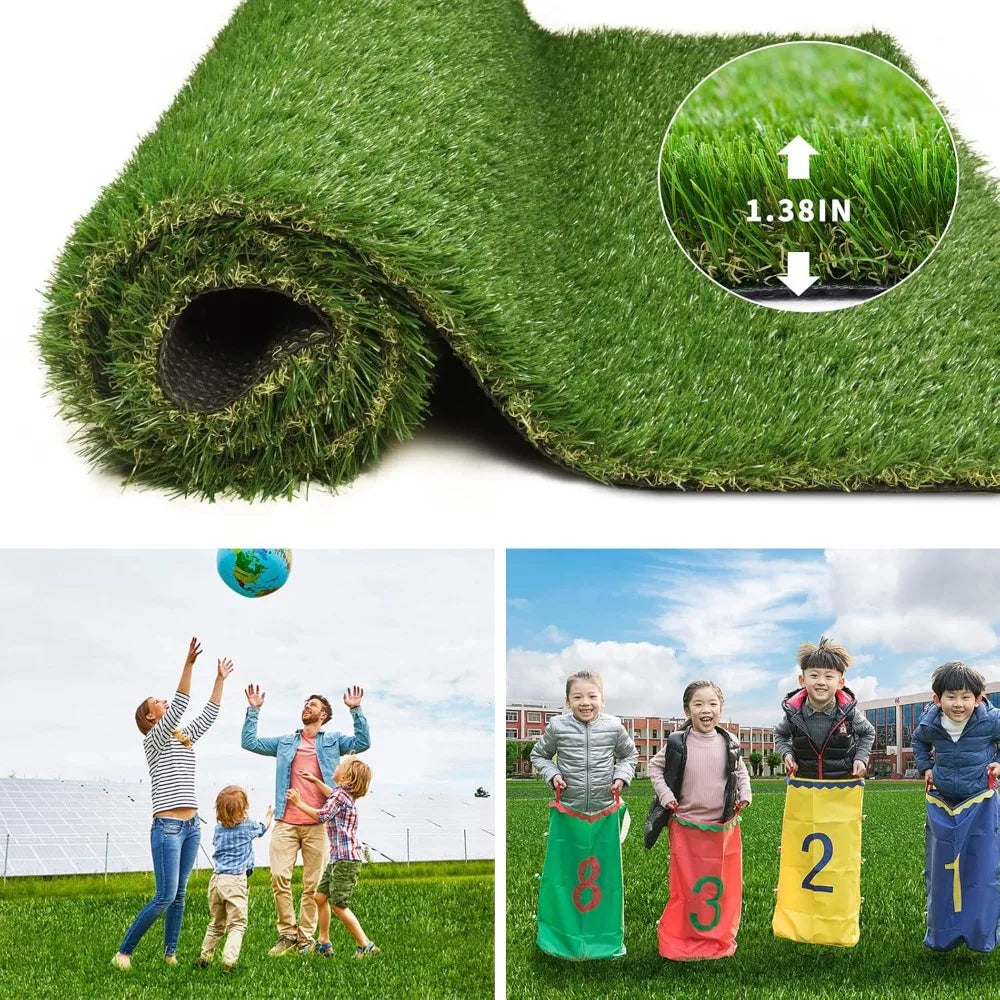 Artificial Grass for Pet Dogs Thick Synthetic Fake Grass Turf with Drain Holes, Indoor Outdoor Lawn Landscape for Gym Patio