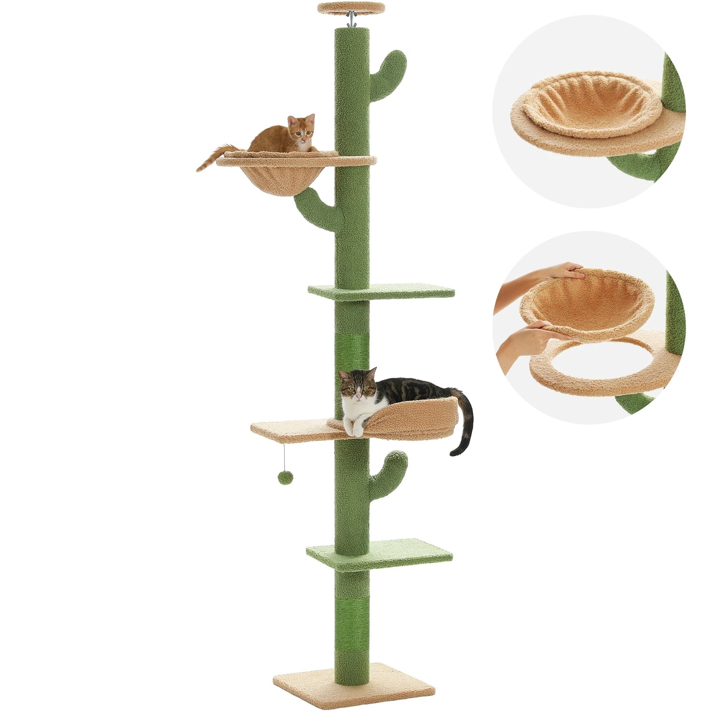 Adjustable Floor-to-Ceiling Vertical Cat Tree Tower Stable Tall Cat Climbing Tree Cat Kittens Cat Toy Suitable for Indoor Cats