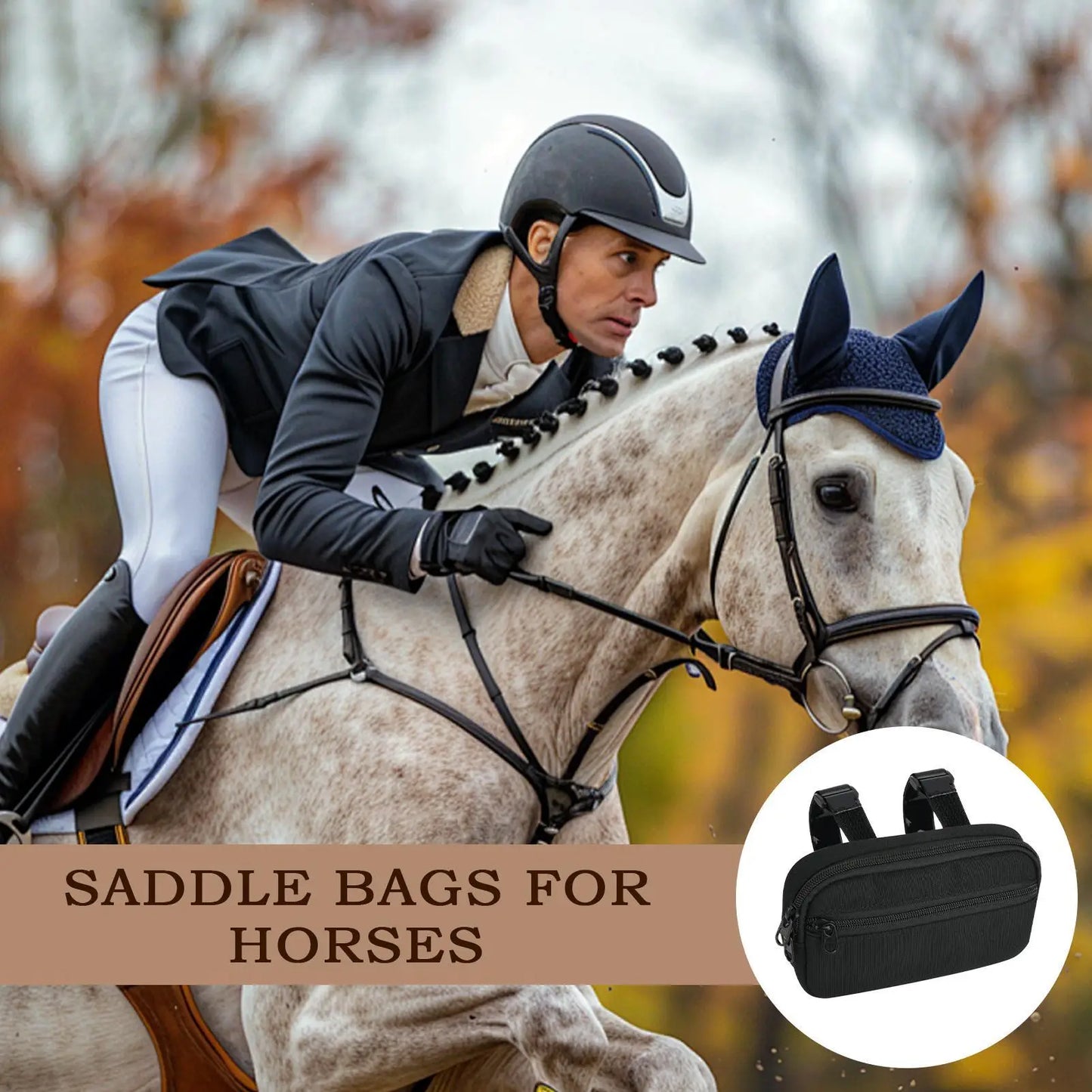 Horse Saddle Pouch Pommel Pocket Saddle Bag Zipper Closure Organizer Outdoor Quick-Access For Keys Cards Water Bottle Smartphone