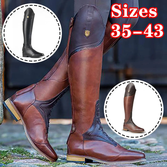 Equestrian Boots Genuine Leather Horse Riding Sports Training High Top Knight Boots Wear-Resistant Equipment