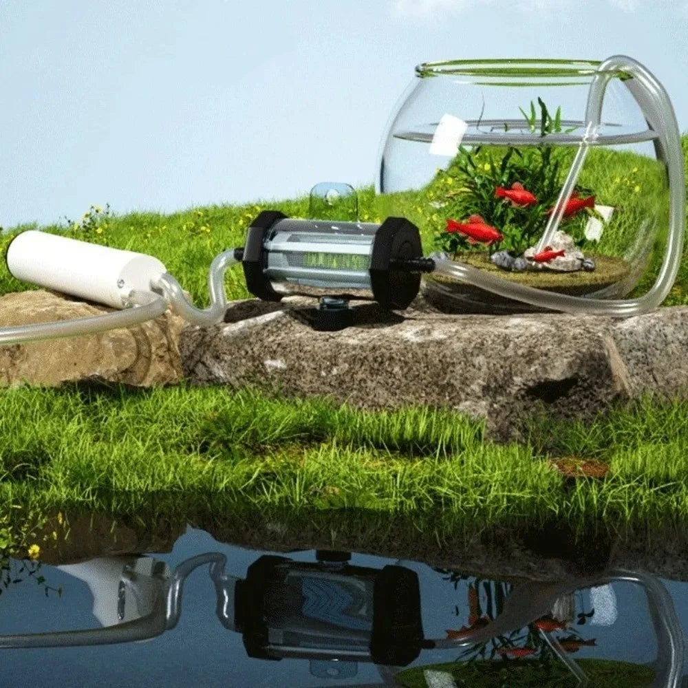 USB Powered Aquarium Water Changer 280GPH Electric Fish Tank Feces Suction Pump with Extension Tube Detachable