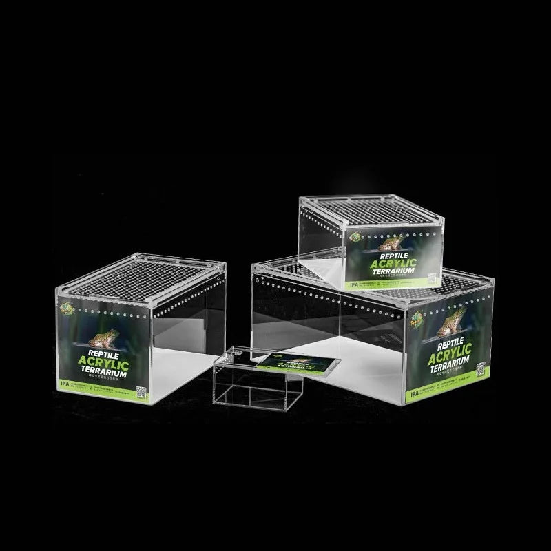 Reptile Anti-Escape Breeding Box Acrylic Transparent Breathable Amphibian Tank for Turtle Spider Lizard Snake Frog Reptiles Cage