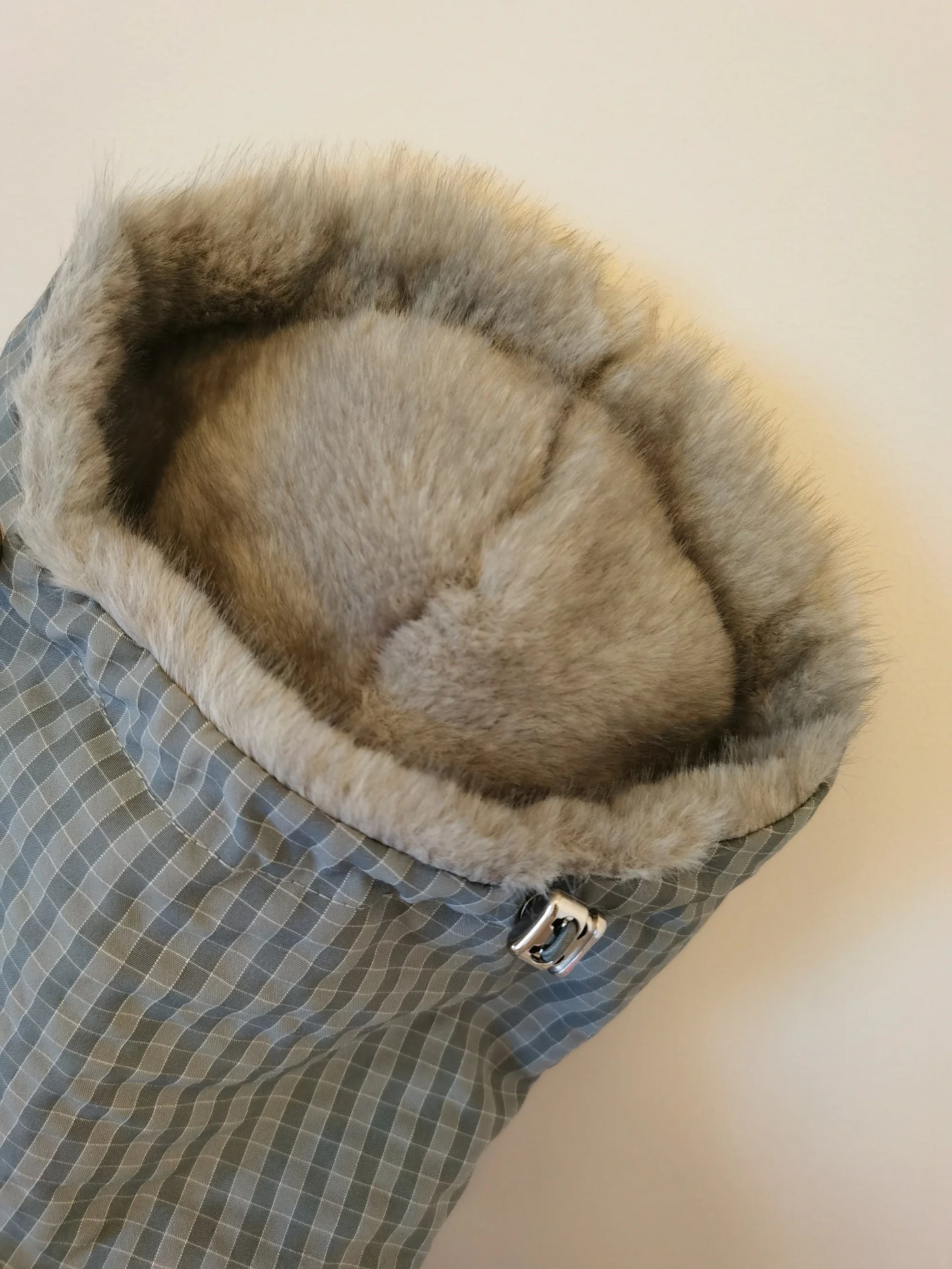 Thick Plaid Down Coat for Dogs in Winter Waterproof Windproof Grey Warm 4-leg Mink Fur Collar Puffer Jacket for Italy Greyhound