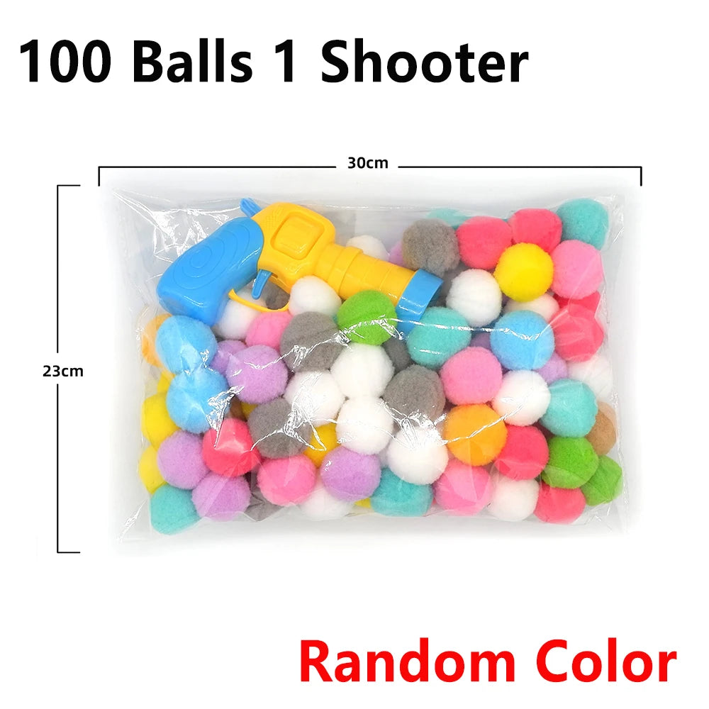 10-100pcs Cat Plush Ball Shooting Gun Funny Cat Toys Interactive Launch Training Toy For Pet Kitten Creative Mini Shooting Games
