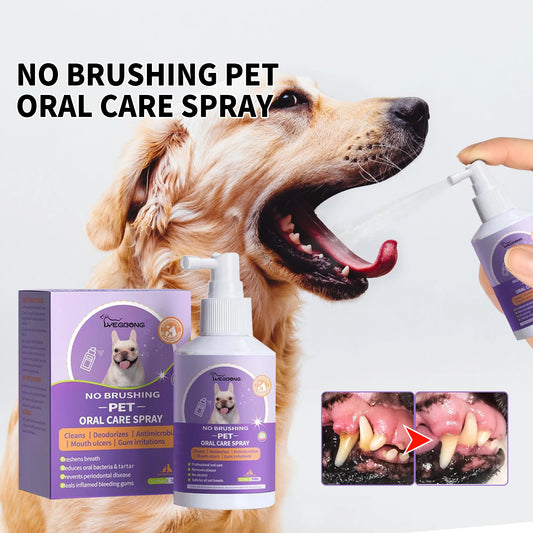 Pet Teeth Cleaning Spray for Cats & Dogs Stain Remover & Deodorizer Spray Fresh Breath Pet Oral Care Tools