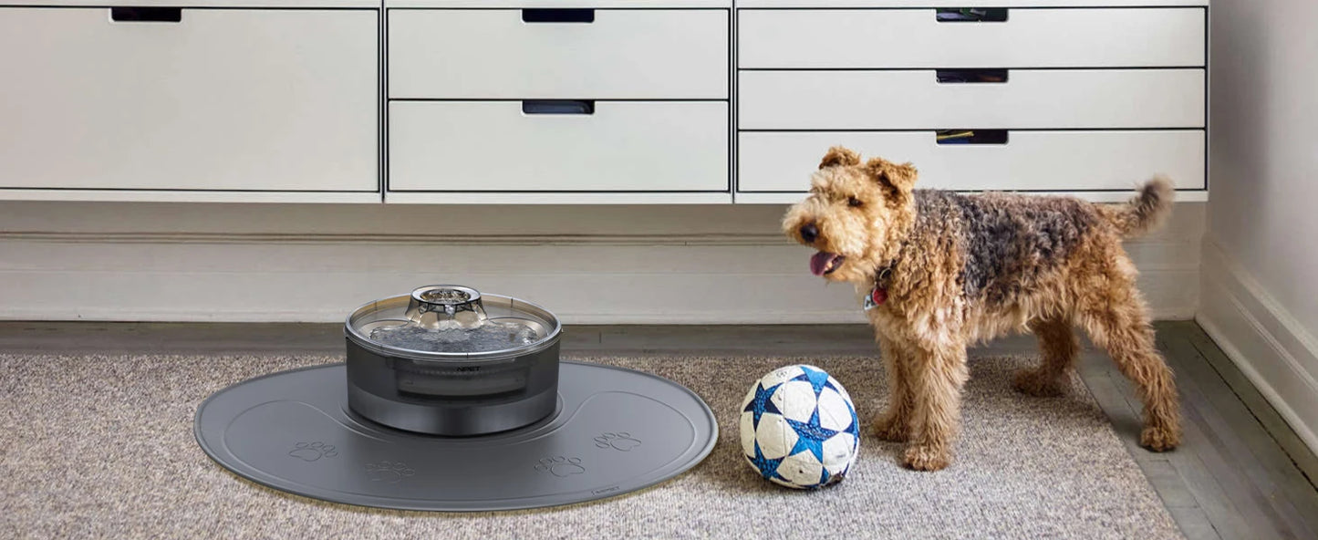 NPET Waterproof Silicone Dog Food Mat for DF10 Dog Fountain, Slip Resistant Dishwasher Safe Pet Feeding Mat,(28" x 2 1.26")