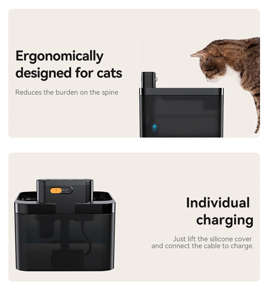 ROJECO Wireless Automatic Cat Water Fountain 2600mAh Pet Water Dispenser For Dog Cat Infrared Sensor Smart Pet Drinker Fountain
