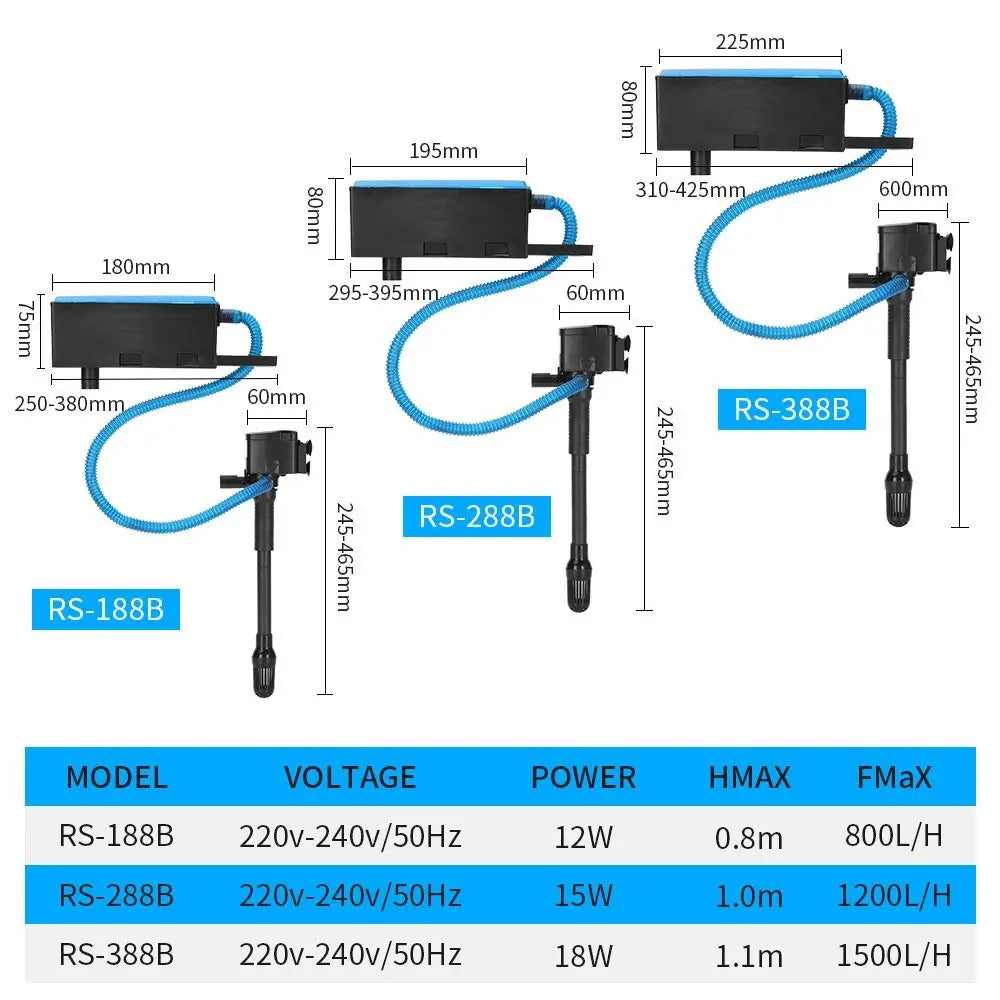Wall Mounted Fish Tank Filters Built-in Circulating Waterfall Filter Box Silent With Water Pump Circulating Water Purifier