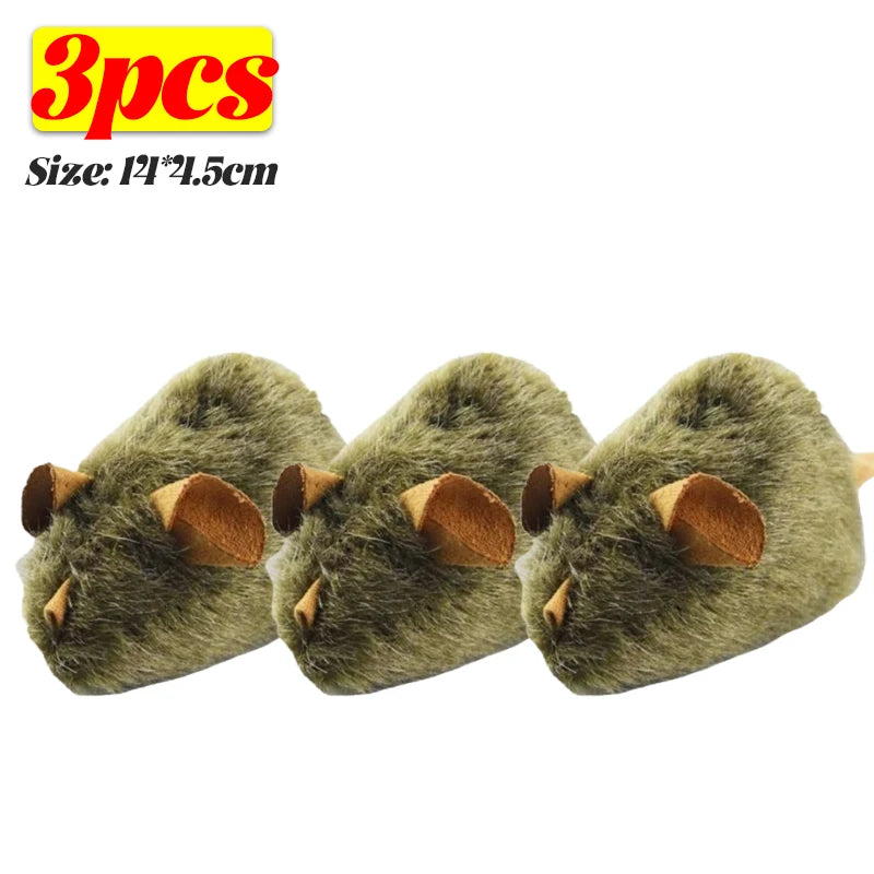 Interactive Plush Mouse Cat Chew Toy Simulated Squeaking Mice Bite-resistant Kitten Toy Kitten Biting Running Rat Toy Pet Supply