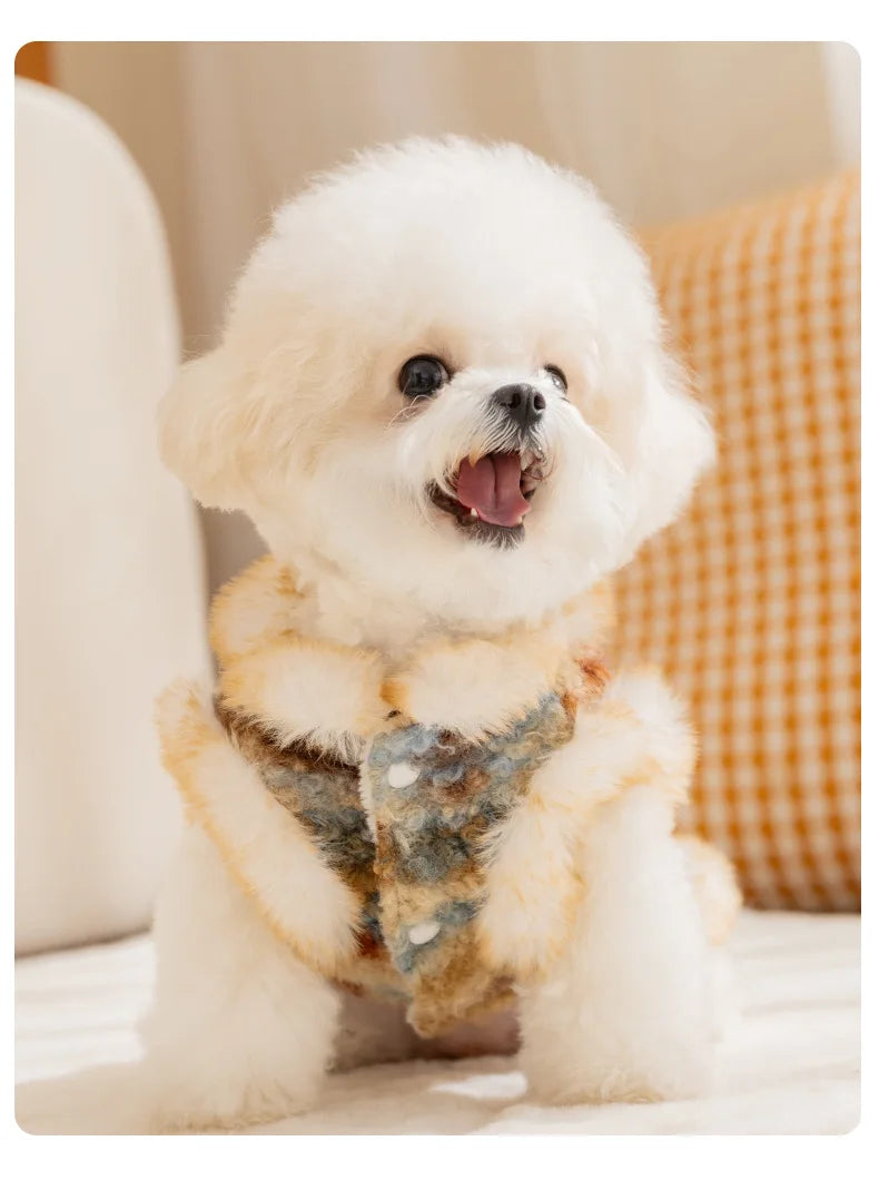 Winter Autumn Warm Clothes Dog Velvet Vest For Small Medium Puppy Bichon Teddy Thicken Pet Warm Clothes New Year Dog Clothing and Cat Clothing