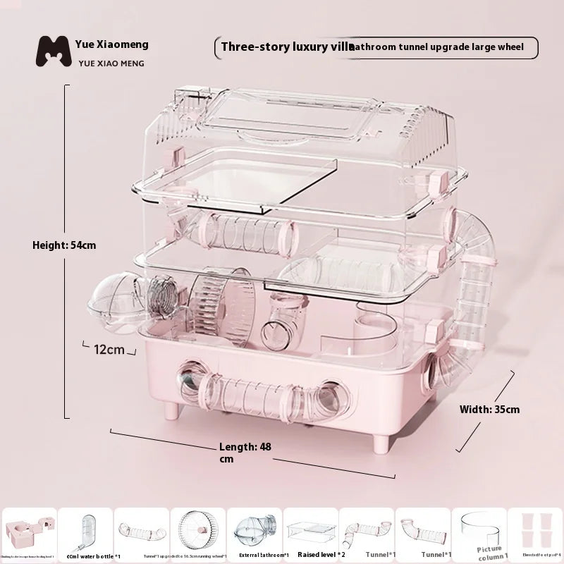 Hamster Cage Large Luxury Villa Three-layer Acrylic Panoramic Transparent Golden Bear Special Nest