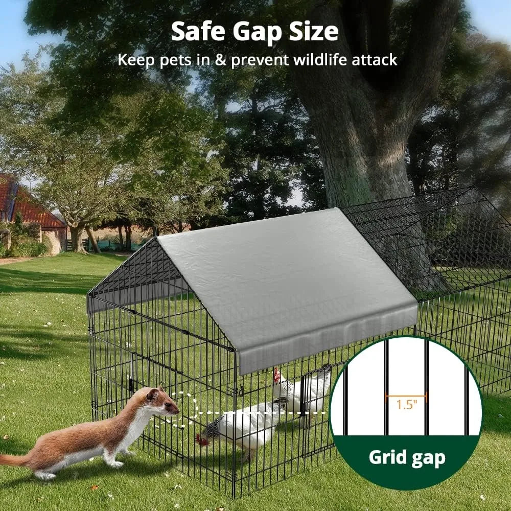 Chicken Coop 86"×40" Chicken Run Pen for Yard with Cover Outdoor Metal Portable Chicken Tractor Cage Enclosure Crate Outside
