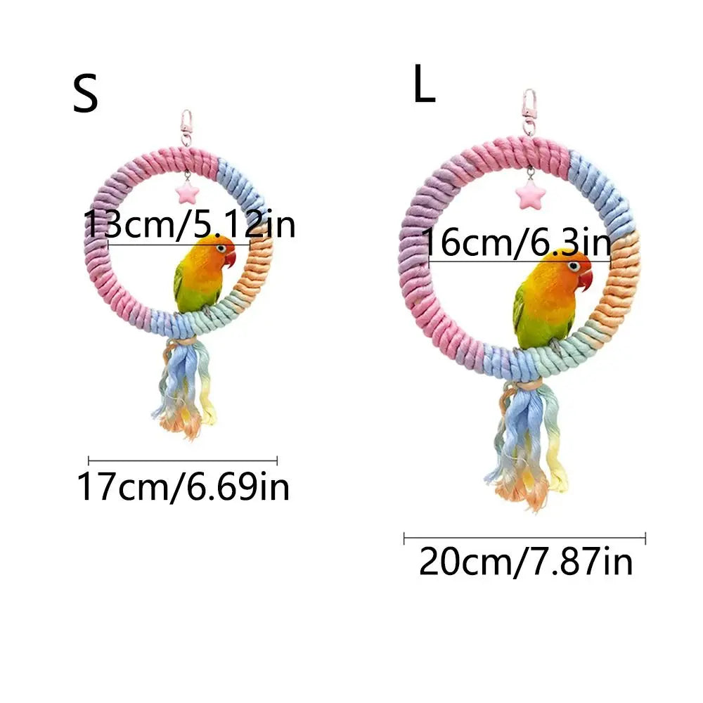 Screw Head Colored Cotton Parrot Pole Sturdy Hanging Clip Parrot Standing Woven Rope Rotating Comfortable Bird Bite Toy Climbing Pet