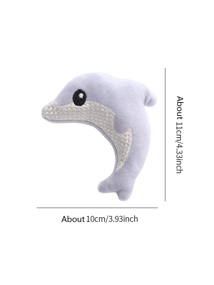 Pet cat toy Cute stuffed animal baby dolphin with catnip nibble toy